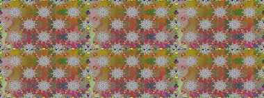 Şablon, pürüzsüz, çiçekli kenar. Çiçek çelengi. Güzel, parlak, pürüzsüz kumaş, tuval. Raster illüstrasyonu. Eski moda arka plan. Kıvırcık, parlak örgü.