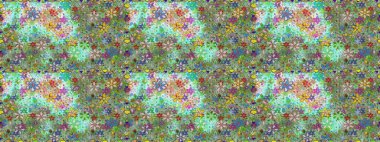 El çizimi dikişsiz sonbahar çiçekleri deseni. Doodle tarzı. Renkli, yeşil, pürüzsüz desen. Tekstil ve kapak tasarımı için mükemmel. Yeşil renkte çiçekler.