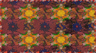 Çiçekle kusursuz desen. Düz Çiçek Elementleri Tasarımı. Kahverengi ve turuncu renkli çiçekler. Renkli Bahar Teması Kusursuz Arkaplan.