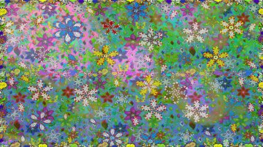 Motley illüstrasyonu. Küçük renkli çiçekler. Çiçekli bahar çiçekleri. Kusursuz. Küçük çiçekte güzel bir desen. Moda baskıları için zarif bir şablon.