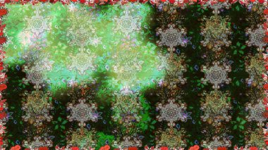 Halk tarzı. Modern çiçek arkaplanı. Moda baskıları için zarif bir şablon. Parlak renkli çiçekleri ve gri ve yeşil yaprakları olan şaşırtıcı, pürüzsüz çiçek deseni..