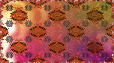 Raster illustration. Seamless floral pattern in folk style with flowers, leaves. Hand drawn.