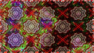 Kahverengi ve siyah renklerde. Raster illüstrasyonu. Çiçek buketleriyle klasik tarzda kusursuz desen.