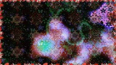 Renkli Yaz Temalı Kusursuz Arkaplan. Siyah ve gri renkli çiçekler. Raster Illustrasyon 'da moda olmayan çiçek deseni. Düz Çiçek Elementleri Tasarımı.