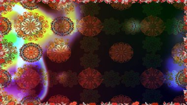 Çiçekli karalama şeklinde Raster çiçek deseni. Kahverengi ve gri renkli çiçekler. Yumuşak, bahar çiçekli arka plan.