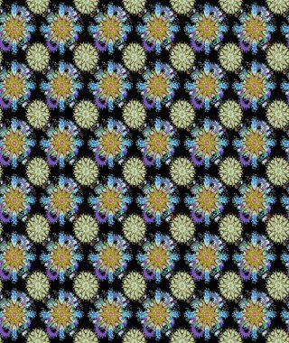 Renkli Bahar Temalı Kusursuz Arkaplan. Siyah ve nötr renklerde şirin çiçek desenleri. Raster Modaya uygun kumaş deseni. Düz Çiçek Elementleri Tasarımı.