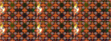 El çizimi çiçekli, soyut, pürüzsüz desen. Raster illüstrasyonu. Kahverengi ve gri renkte çiçekler.