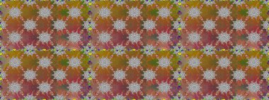 Şirin çiçekli kusursuz desen ve kahverengi renklerde yapraklar suluboya çiçek deseni, duvar kağıdı, kart veya kumaş için fayanslı. Raster illüstrasyonu.