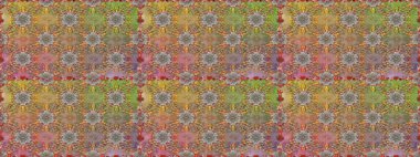 Raster Çiçek İllüstrasyonu 'nun şirin tekstili. Kahverengi renklerde etnik çiçeklerle kusursuz bir desen..