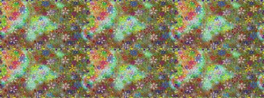 Çiçeksiz desenli arka plan. Yeşil ve kahverengi renkli çiçekler. Tişört baskısı için çiçek boyama rasteriName.