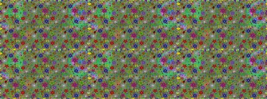 Raster illüstrasyonu. Yumuşak, yeşil renkli bahar çiçekleri. Çiçek ve yapraklı karalama şeklinde Raster çiçek deseni.