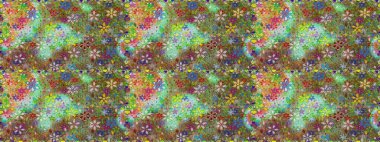 Çiçeksiz desenli arka plan. Yeşil ve kahverengi renkli çiçekler. Tişört baskısı için çiçek boyama rasteriName.