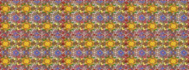 Çiçeksel kahverengi, pürüzsüz desen. Klasik taslak çizimi. Raster çiçek izi..