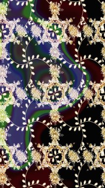 Çiçekler suluboya eskiz deseni. Raster Stili kumaş deseni.