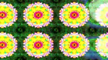 Renkli unsurlarla hareketli arka plan görüntüleri. Çiçekler. Eski model. Bayrak tarzı. Video kaydı. Şablon. Döngü. Kusursuz.. 