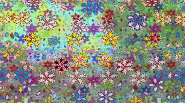 Renkli unsurlarla hareketli arka plan görüntüleri. Çiçekler. Eski model. Bayrak tarzı. Video kaydı. Şablon. Döngü. Kusursuz.. 