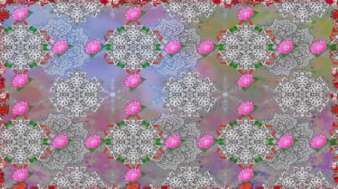 Renkli unsurlarla hareketli arka plan görüntüleri. Çiçekler. Eski model. Bayrak tarzı. Video kaydı. Şablon. Döngü. Kusursuz.. 