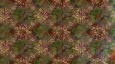Renkli unsurlarla hareketli arka plan görüntüleri. Çiçekler. Eski model. Bayrak tarzı. Video kaydı. Şablon. Döngü. Kusursuz.. 