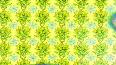 Renkli unsurlarla hareketli arka plan görüntüleri. Çiçekler. Eski model. Bayrak tarzı. Video kaydı. Şablon. Döngü. Kusursuz.. 