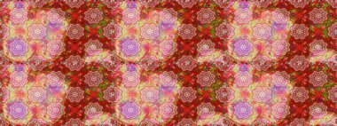 Raster illüstrasyonunda kusursuz çiçek deseni. Suluboya tarzında kırmızı renkte çiçekler.