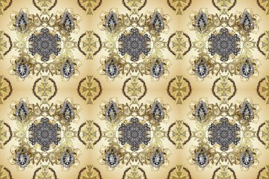 Gri, bej ve nötr renklerde altın tekrarlayan elementlerle soyut arkaplan. Kusursuz oryantal klasik altın desen.