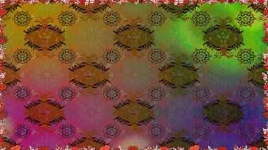 Güzel kumaş deseni. Raster suluboya çiçek deseni, narin çiçekler, kahverengi ve yeşil çiçekler, tebrik kartı şablonu..