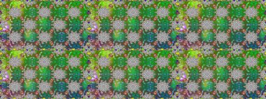 Renkli Bahar Temalı Kusursuz Arkaplan. Düz Çiçek Elementleri Tasarımı. Raster..