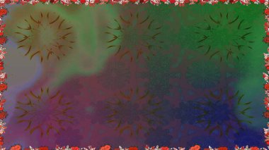 Soyut çiçek desensiz arkaplan. Yeşil ve kahverengi renklerde. Raster deseni. Raster illüstrasyonu. Küçük çiçekte sevimli çiçek deseni var..