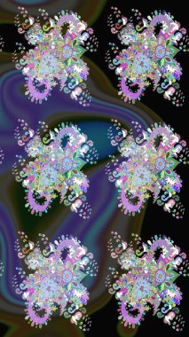 Siyah renkli çiçekler. Kumaş desenli papatya çiçekleri ayrıntıları.