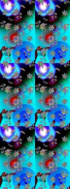 Kar taneli mavi renkler. Renkli arka planda izole tatlı kar taneleri. Raster illüstrasyonu.