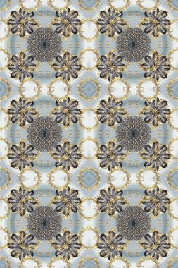 Gri, bej ve altın elementli nötr renkler. Kusursuz altın desenli bukleler. Doğu tarzı arabesk. Raster altın desen. Raster illüstrasyonu.