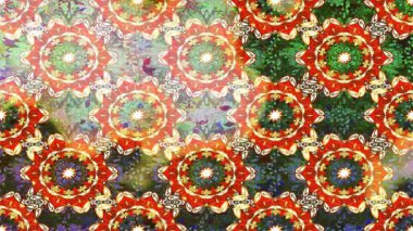 Renkli unsurlarla hareketli arka plan görüntüleri. Çiçekler. Eski model. Bayrak tarzı. Video kaydı. Şablon. Döngü. Kusursuz.. 