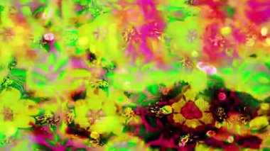 Renkli unsurlarla hareketli arka plan görüntüleri. Çiçekler. Eski model. Bayrak tarzı. Video kaydı. Şablon. Döngü. Kusursuz.. 