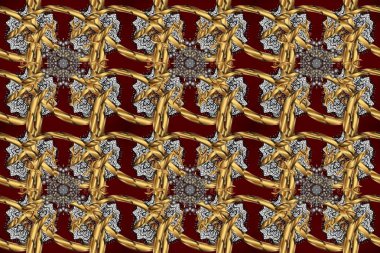 Kahverengi, gri ve bej renkli, altın elementli klasik, pürüzsüz desen. Noel 2019, kar tanesi, yeni yıl.