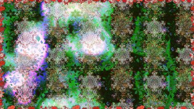 Düz Çiçek Elementleri Tasarımı. Raster illüstrasyonu. Kusursuz desenli, modaya uygun kumaş deseni. Şirin çiçek elementleri. Renkli Bahar Teması Kusursuz Arkaplan.