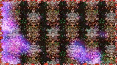 Raster illustration. Flowers on gray and brown colors. Seamless pattern with floral ornament.