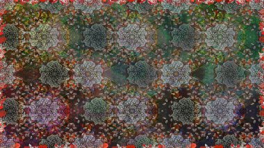 Raster - stok. Gri ve kahverengi çiçekli kusursuz desen, suluboya çiçek deseni, sevimli çiçek, duvar kağıdı, kart veya kumaş için fayanslı.