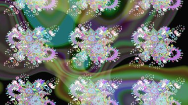 Üst manzara, yumuşak stil. Çiçek kompozisyonu, el boyası, hassas şablon. Yeşil renkte manzaralı çiçek deseni. Sevgililer günü ve tebrik kartı konsepti için şık bir davet.