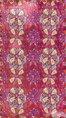 Kusursuz bir geçmişi var. Eski usul. Raster illüstrasyonu. Kumaş, tekstil, duvar kağıdı baskısı için. Miles Fleur, süslü püslü bir süs. Tomurcukları papatya çiçekleri olan sevimli bir çiçek deseni..