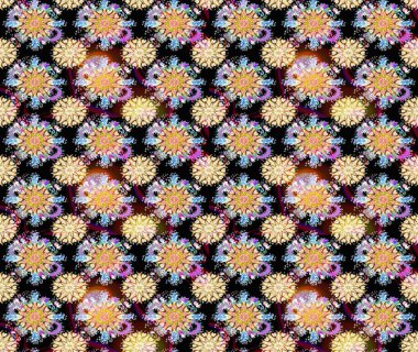 Suluboya tarzında siyah ve bej renkli çiçekler. Raster illüstrasyonunda kusursuz çiçek deseni.