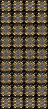 Gri, kahverengi ve bej renklerde, altın elementlerle klasik, pürüzsüz desen. Raster illüstrasyonu.