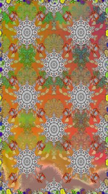 On gray and brown colors. Abstract flower seamless pattern background. Raster illustration. Cute Floral pattern in the small flower. Raster pattern.