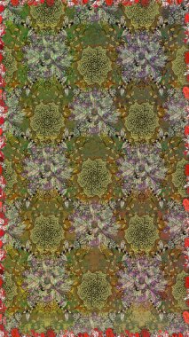 Gentle romantic print. Raster seamless cute flower pattern. Spring summer time. Flowers on brown and green colors. Holidays mood.