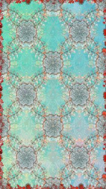 Raster Illustrasyon 'da moda olmayan çiçek deseni. Renkli Yaz Temalı Kusursuz Arkaplan. Düz Çiçek Elementleri Tasarımı. Güzel kumaş deseni.