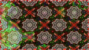 Raster illustration. In asian textile style on gray and brown colors. Floral seamless pattern with watercolor flowers.