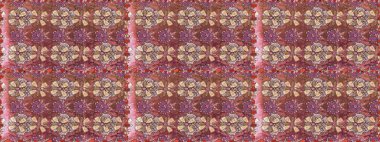 Soyut etnik raster kusursuz desen. Kabile sanatı boho baskısı, klasik çiçek arkaplanı. Arkaplan dokusu, duvar kağıdı, kahverengi ve pembe renkli çiçek teması.