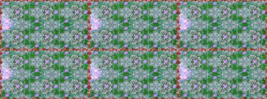 Şirin çiçekli kusursuz desen ve yeşil renkli yapraklar, suluboya çiçek deseni, duvar kağıdı, kart ya da kumaş için fayanslı. Raster illüstrasyonu.