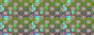 Hediye ambalaj kağıdı, tebrik kartları, posterler ve pankart tasarımı. Yeşil renkli çiçekler. Raster düz çiçekleri pürüzsüz desen.