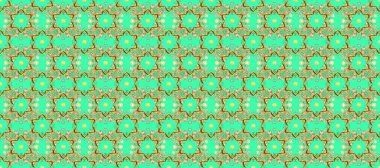 Kahverengi, sarı ve yeşil renklerde altın element. Antika altın tekrarlanabilir duvar kağıdı. Barok tarzında altın çiçekli süs. Damask pürüzsüz tekrarlama deseni.