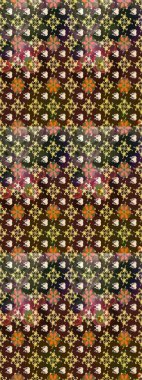 Elle boyanmış suluboya resim çizimleri, çiçekler ve bitkiler. Kahverengi renkte çiçekler.